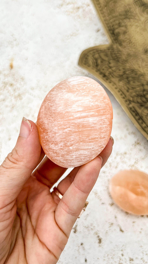 Orange Selenite Palm Stone | One Size - Unearthed Crystals