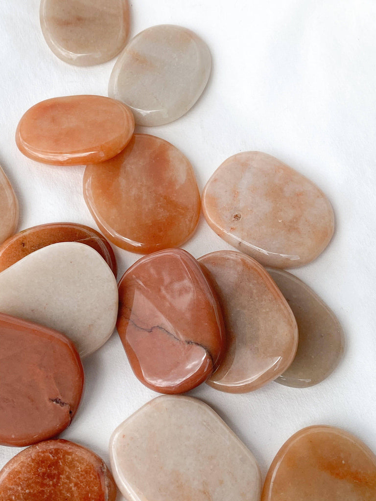 Red Aventurine Flat Palm Stone - Unearthed Crystals