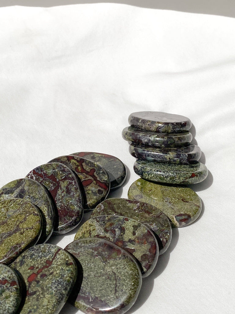 Dragon Blood Jasper Flat Palm Stone - Unearthed Crystals