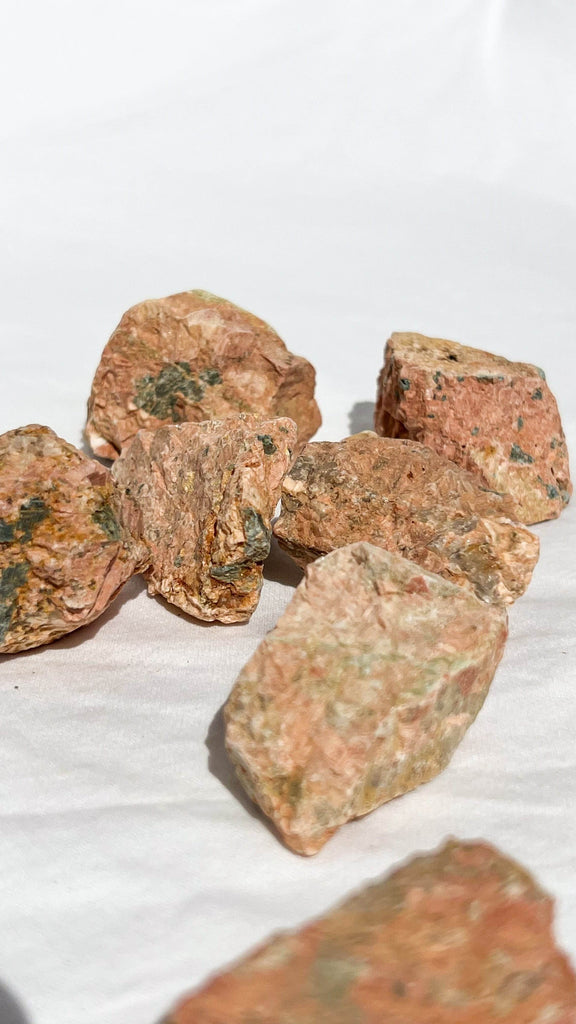 Orange Orthoclase Rough with Epidote Inclusions | Small - Unearthed Crystals