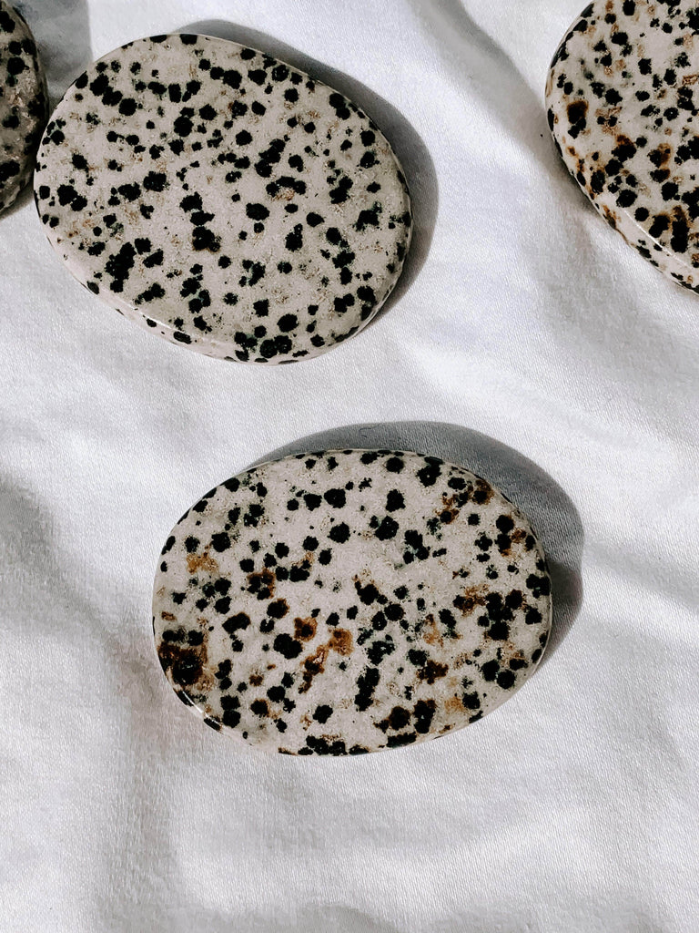 Dalmatian Jasper Flat Palm Stone - Unearthed Crystals