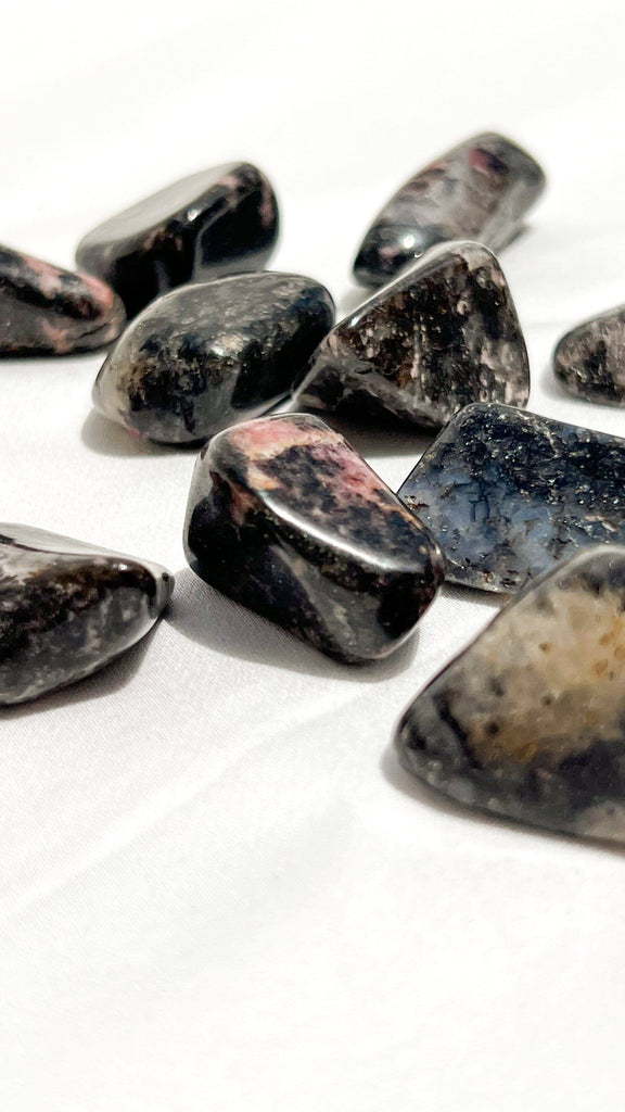 Quartz with Magnetite + Rhodonite Tumbles | Small - Unearthed Crystals