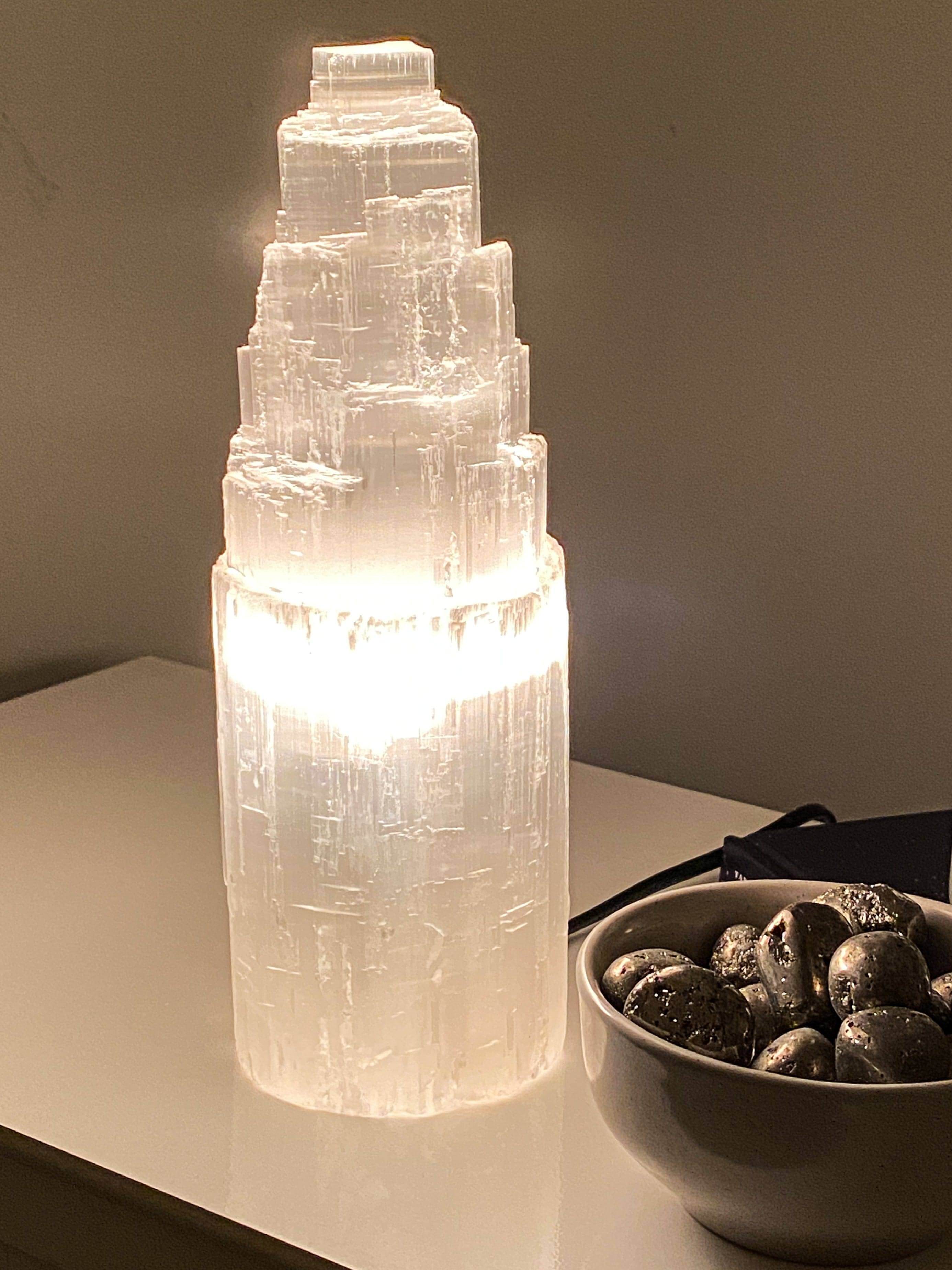 Selenite crystal online lamp