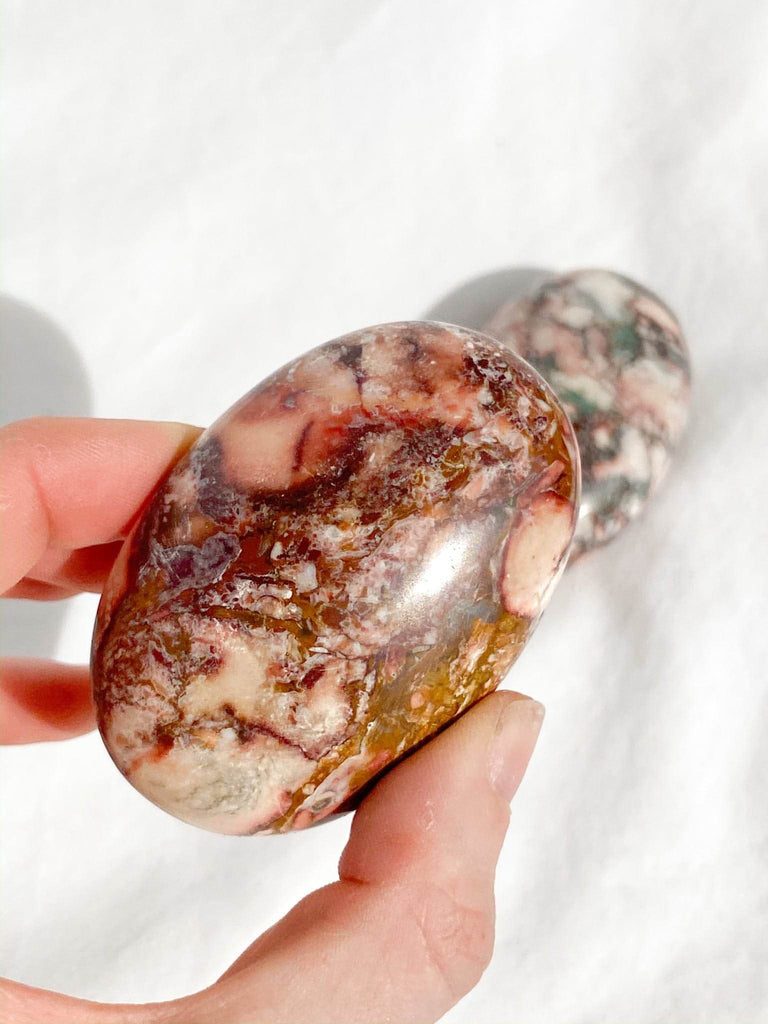 Rose Jasper Palm Stone | Large - Unearthed Crystals