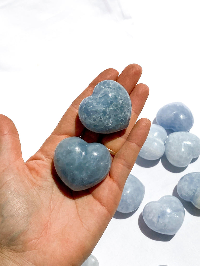 Blue Calcite Puffy Heart | Large - Unearthed Crystals